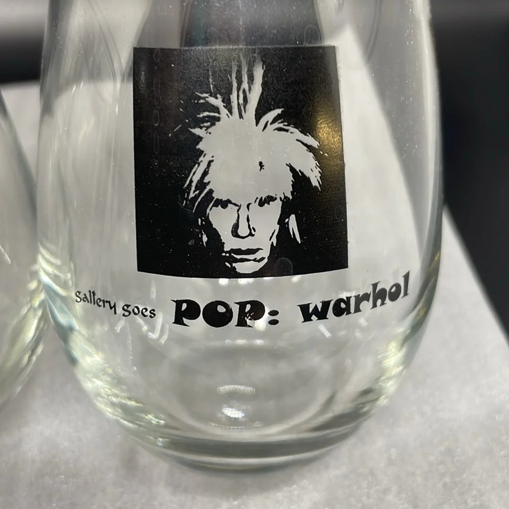 Andy Warhol Art Gallery Goes Pop Stemless Wine Glasses Set of 4